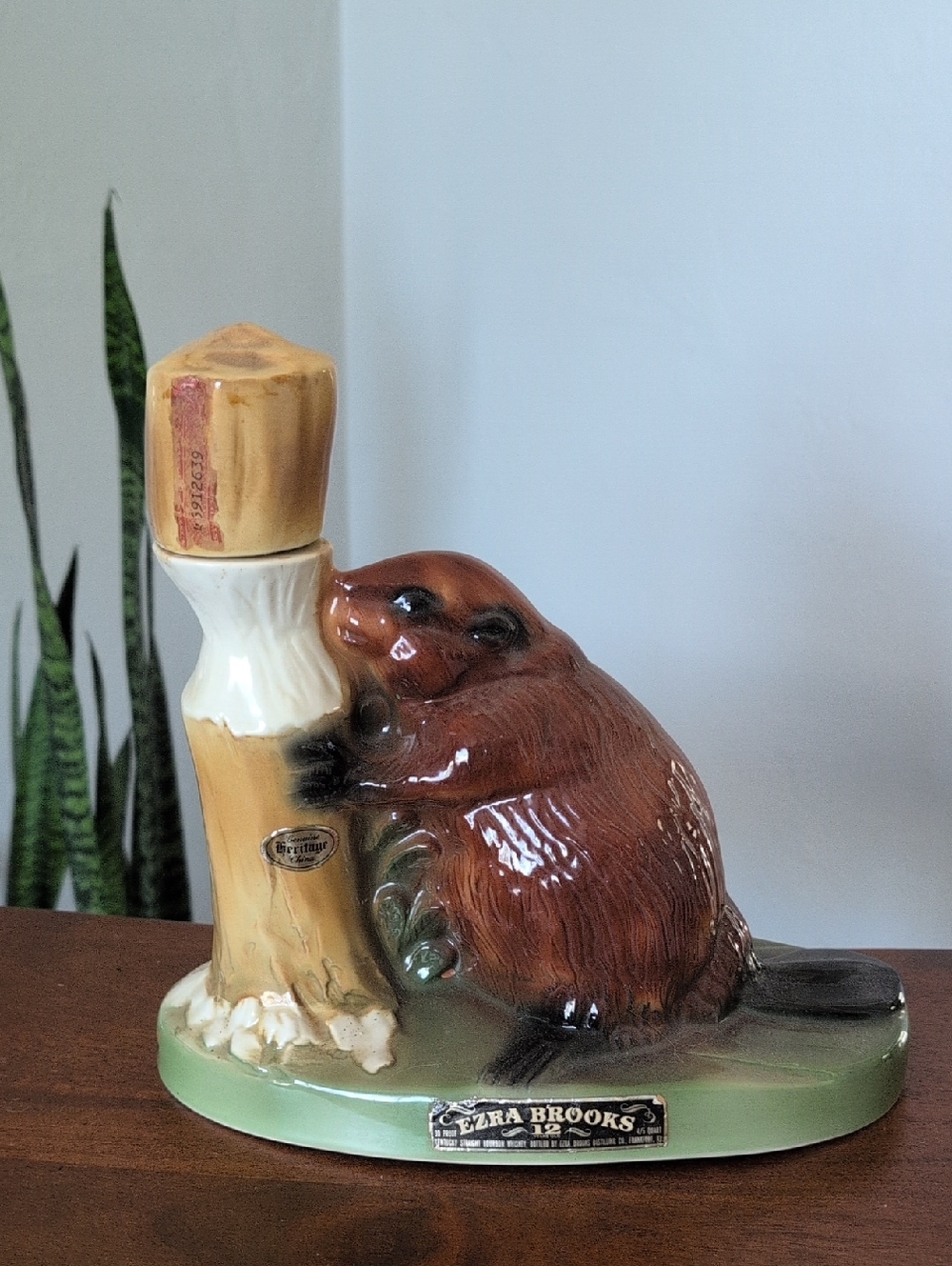 Vintage 1972 Ezra Brooks Ceramic Beaver Decanter